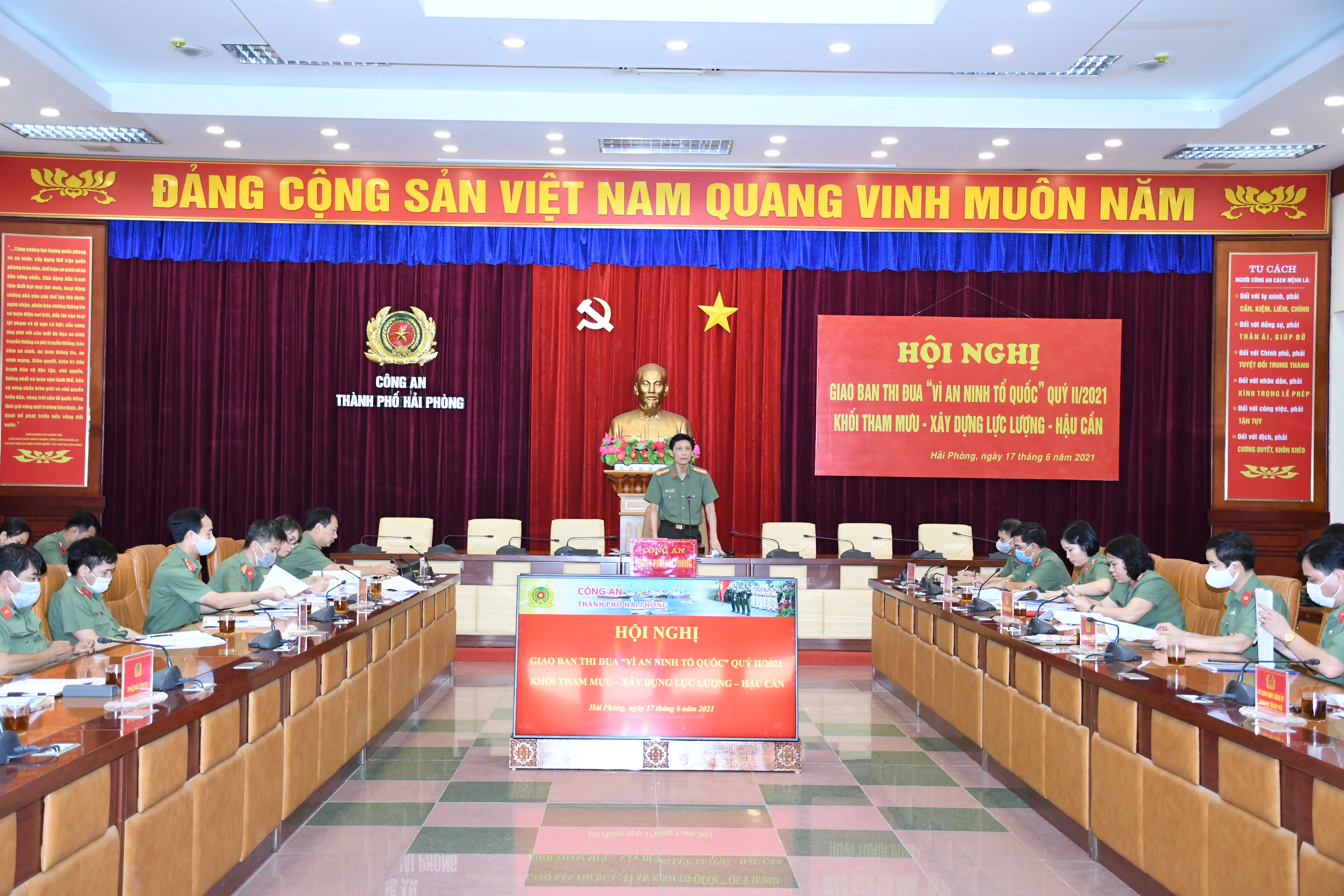 Khối Tham mưu – Xây dựng lực lượng – Hậu cần: Giao ban thi đua “Vì ANTQ” quý II/2021